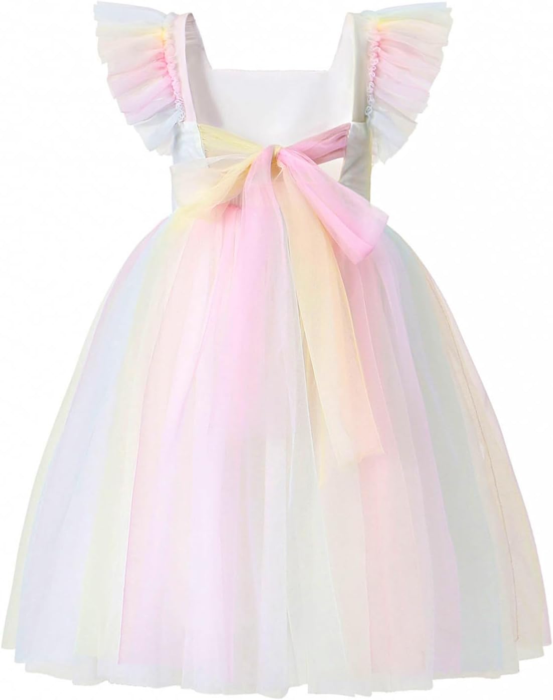 Toddler Girls Vintage Party Dress with Ruffled Sleeves and Tulle