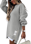 Womens Long Sleeve Zipper Slit Oversized Sweatshirt - Soft Cotton
