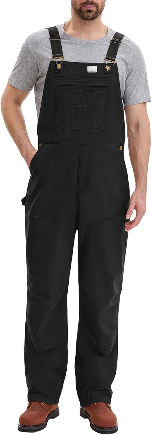 HISEA Flex Canvas Overalls for Men - Durable Workwear with Pockets