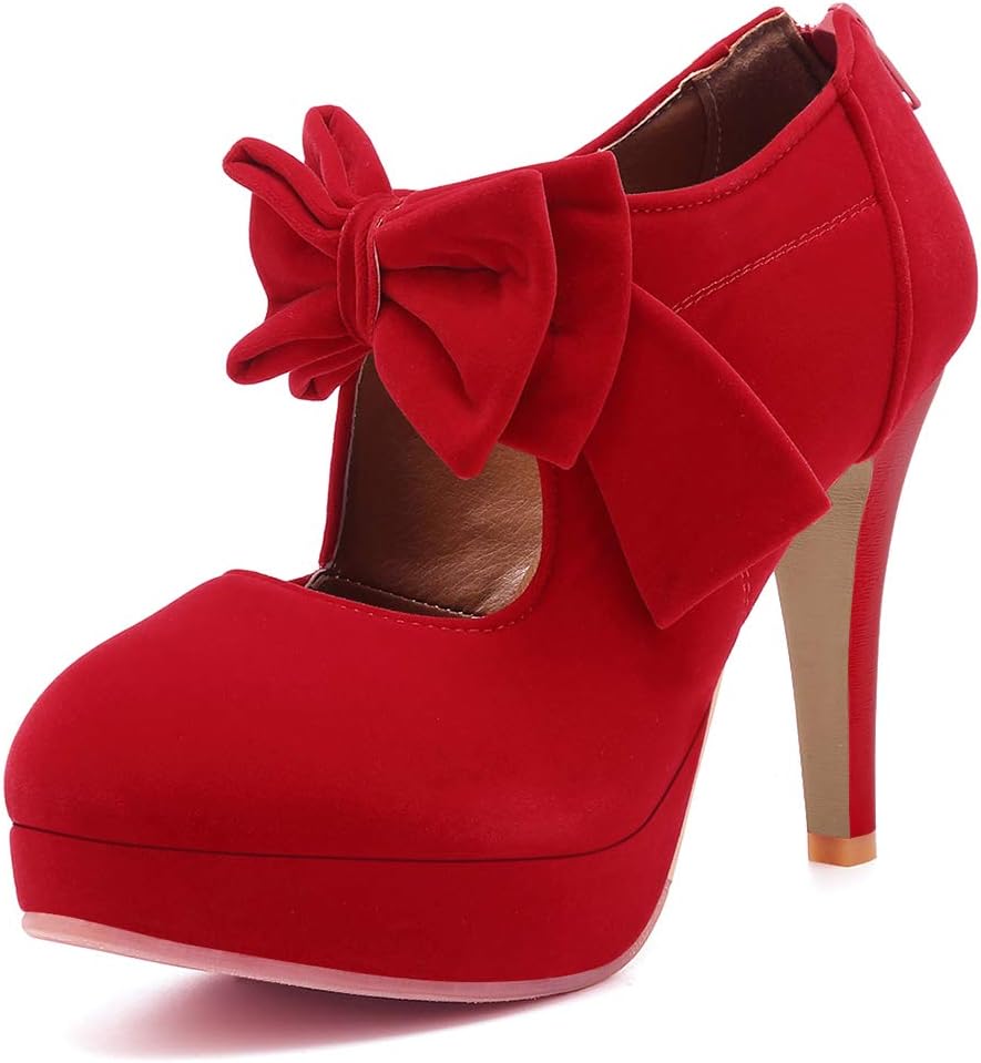 Mostrin Fashion Vintage Womens Bowtie Platform Pumps for Elegance