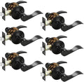 Probrico Door Handles Black 6 Pack Passage Levers - Sleek Wave Design
