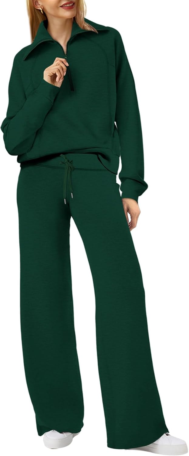 XIEERDUO Lounge Sets For Women - Cozy Half Zip Sweatshirt