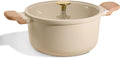 CAROTE 5 Qt Nonstick Stock Pot with Lid - Ceramic Oatmeal