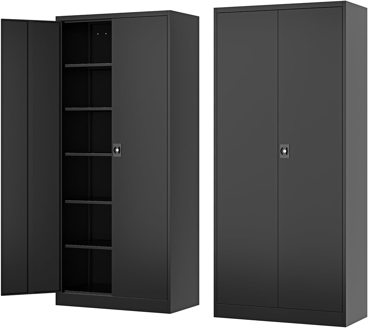 Metal Storage Cabinet-72 Black Tall Steel File Cabinets with Lock