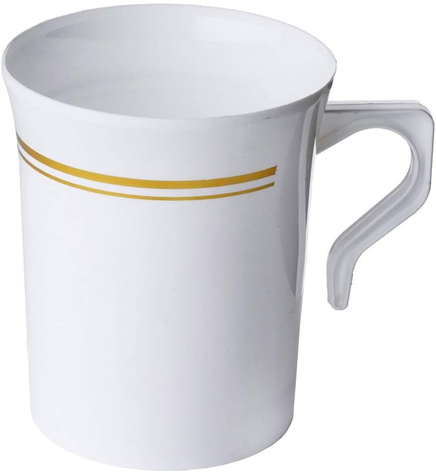 Elegant 50-Pack Heavyweight Disposable Coffee Mugs with Gold Trim