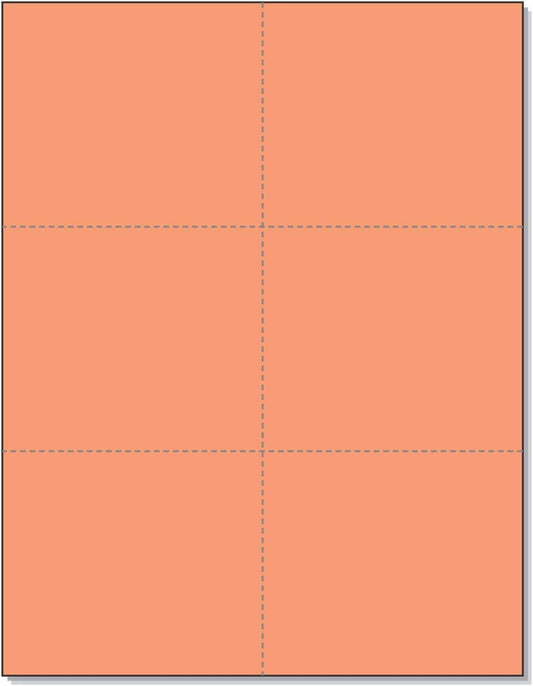 Laser Printer Blank Perforated Cards 6 Up Salmon 6000 Cards