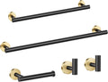 5 Pieces Black Gold Bathroom Hardware Set 23.6in Towel Rack - Durable