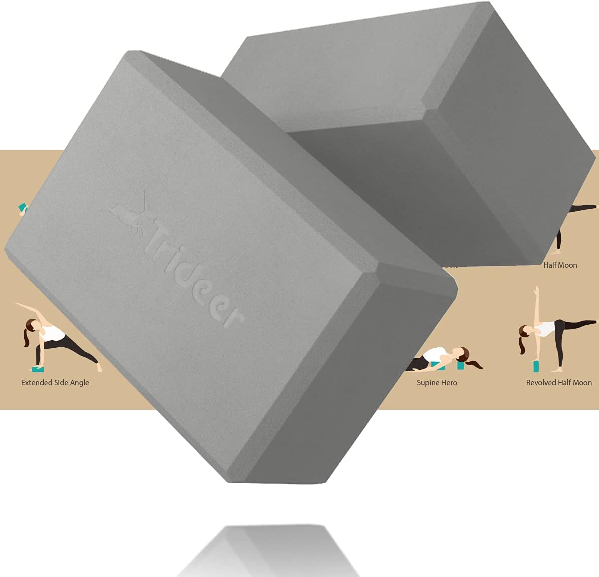 Trideer Yoga Blocks - Supportive & Lightweight 2 Pack