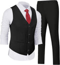 Wehilion Men's Suits 2 Pieces Vest and Pants Set - Slim Fit Casual is