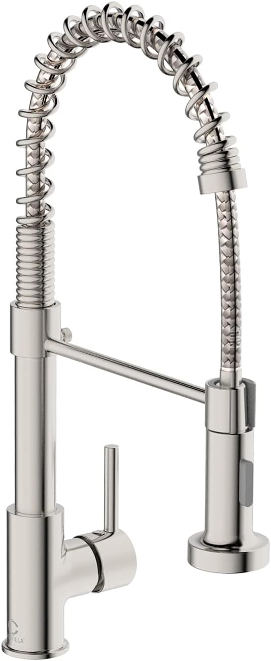 Commercial Kitchen Sink Faucet with Pull Down Sprayer - Brushed Nickel