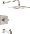 Delta Modern Raincan Square Tub and Shower Trim Kit - Brushed Nickel