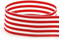 American Made 1-1/2ft Red & White Monarch Striped Grosgrain Ribbon