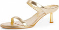 Two Strap Heeled Sandals Kitten Heel Rounded Toe - Comfortable Dress