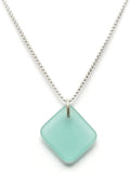 Sea Glass Delicate Diamond Pendant - Subtle Beach Color Accent Jewelry