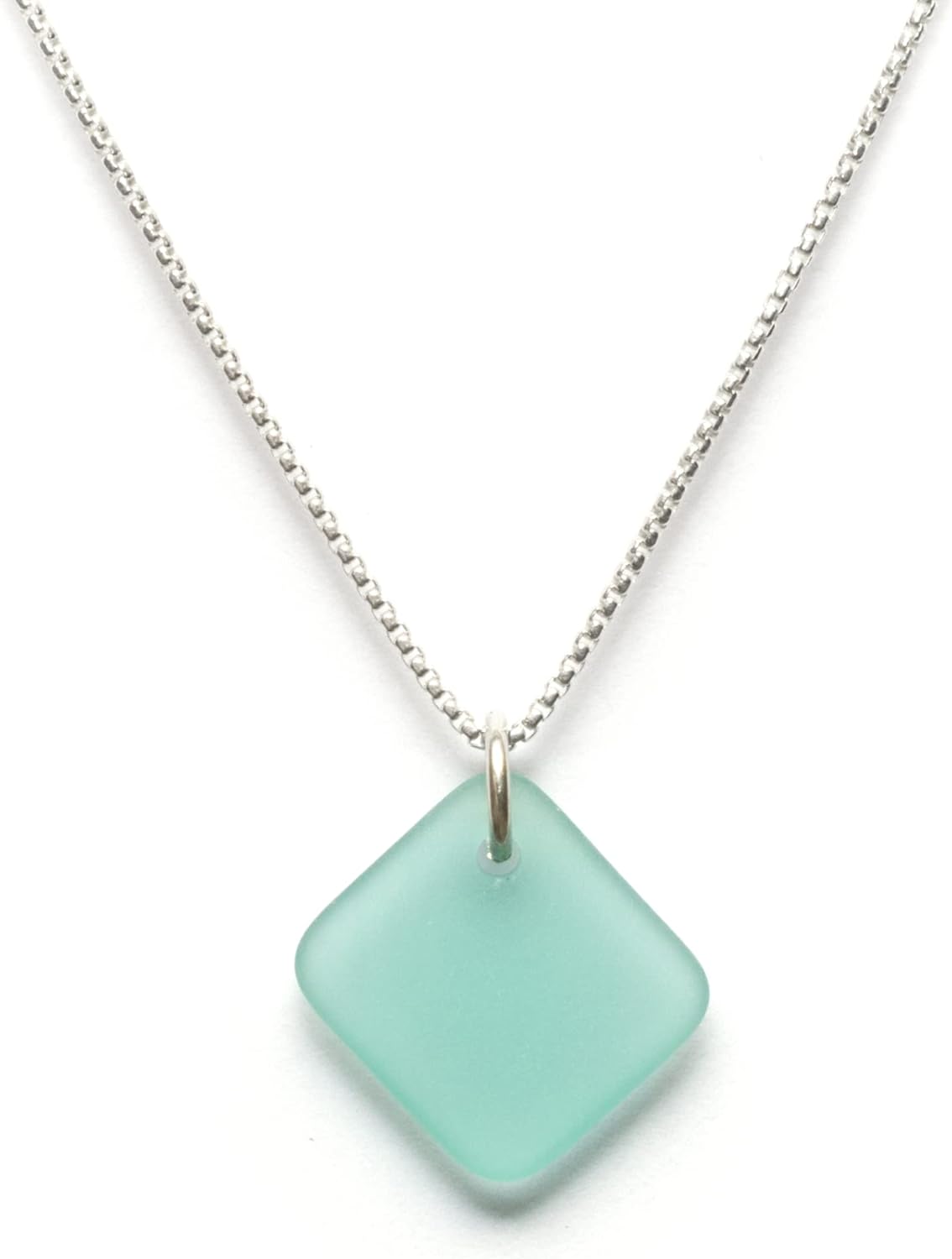 Sea Glass Delicate Diamond Pendant - Unique Handcrafted Jewelry