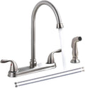 SHACO Kitchen Faucet with Side Sprayer - 360 Swivel Brushed Nickel