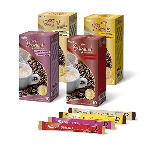 Cafe Mazel Instant Coffee Mix - 3 in 1 Variety Pack, 40 Sticks