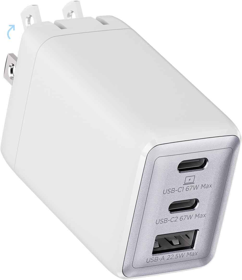 67W USB C Charger with 3 Ports for Fast Charging Devices