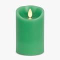 Luminara Flameless LED Moving Flame Pillar Candle (Vibrant Green, 3 in