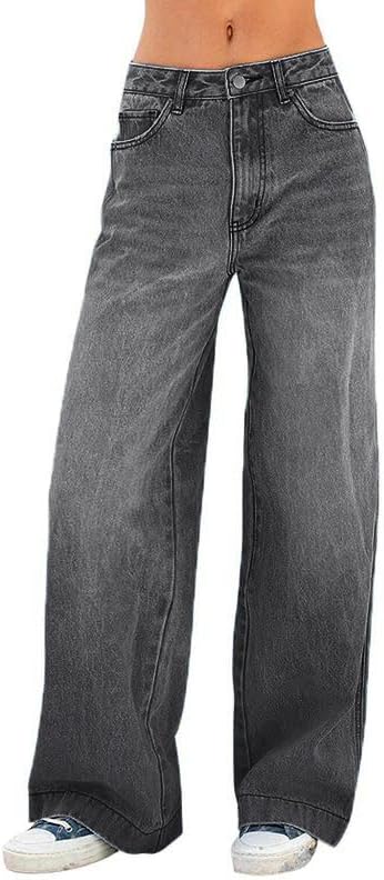EMMIOL Women's Vintage Y2K Wide Leg Jeans for Everyday Style