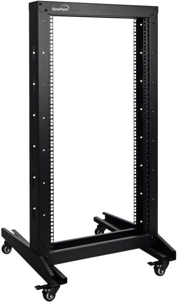 NavePoint 22U 2 Post Open Frame Server Rack for IT Devices