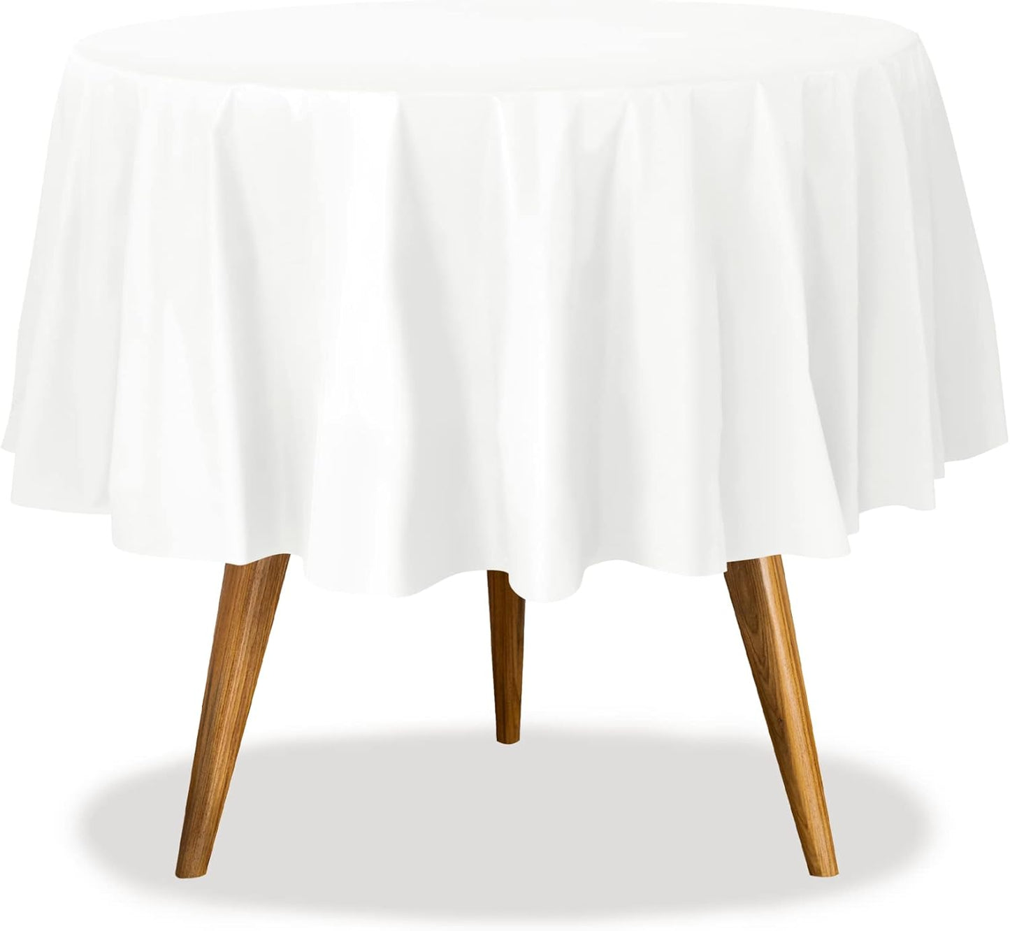 White Disposable Plastic Tablecloths for Round Tables - 36 Pack