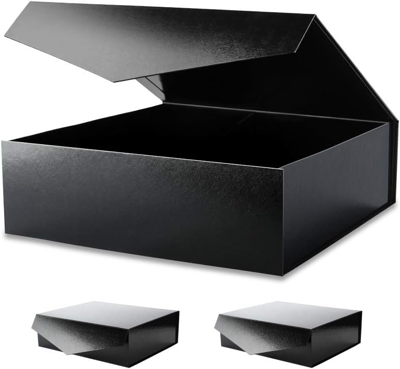 Extra Large Glossy Black Gift Boxes with Lids for Special Occasions