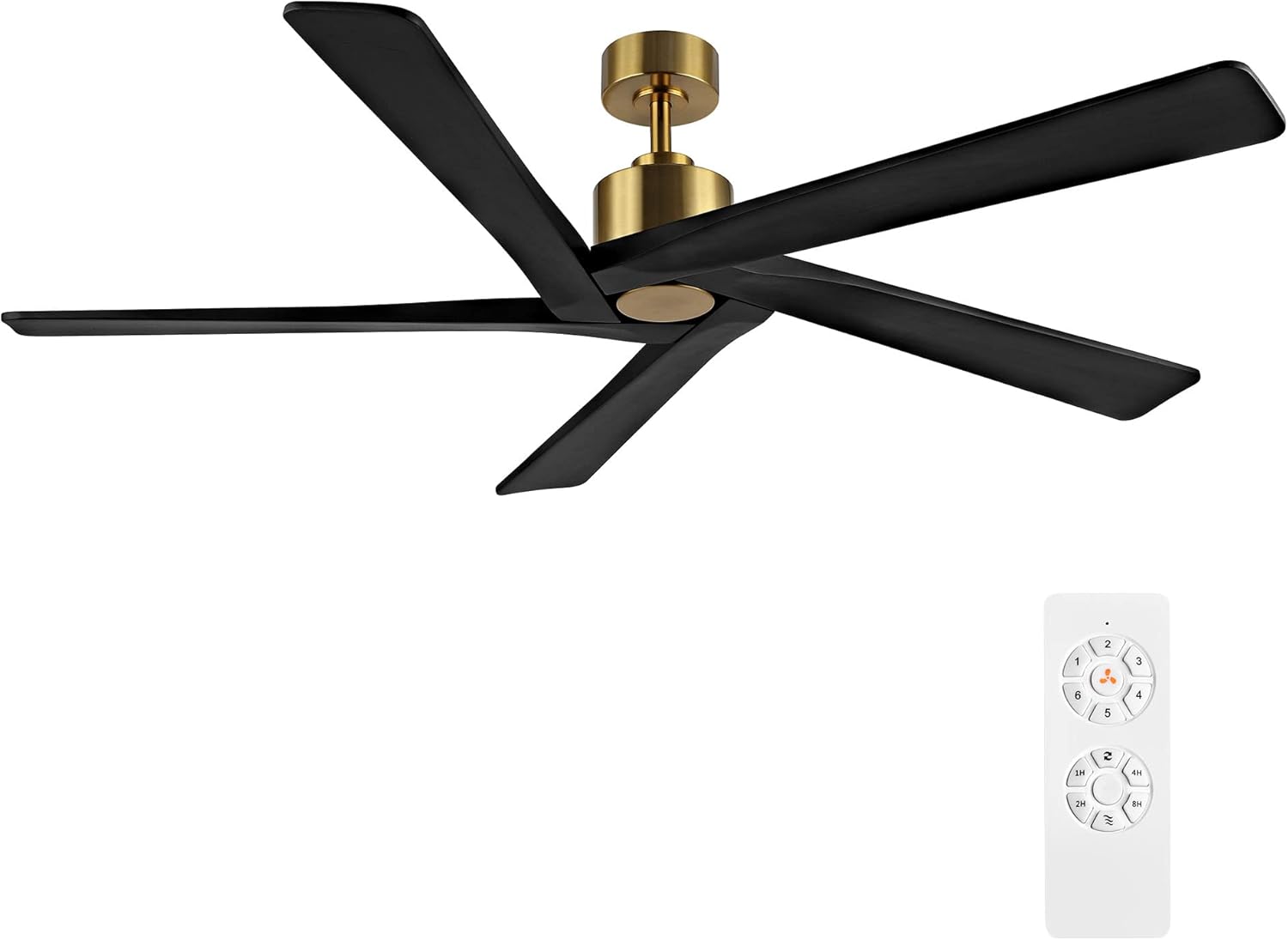 WINGBO 54 Inch Ceiling Fan with 5 Reversible Solid Wood Blades