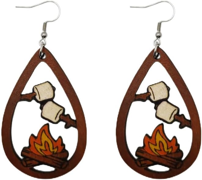 Lightweight Wooden Bonfire Earrings by ROSTIVO
