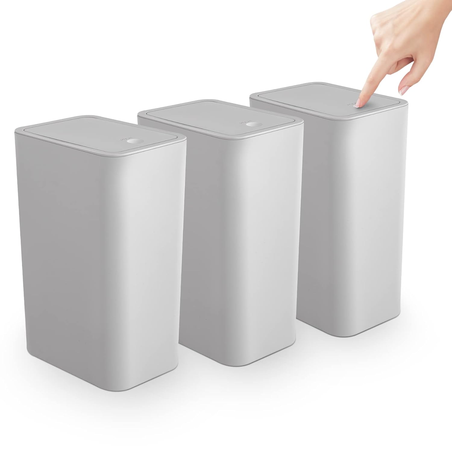 TrashAid 3 Pack Bathroom Trash Can with Lid for Modern Spaces