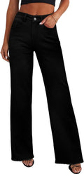 Wide Leg High Waisted Jeans - Raw Hem Zimbaplatinum Denim Sidefeel