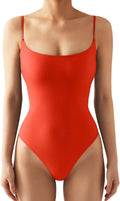 Square Neck Thong Bodysuit Backless Cami Top - Sleek Contour Fit