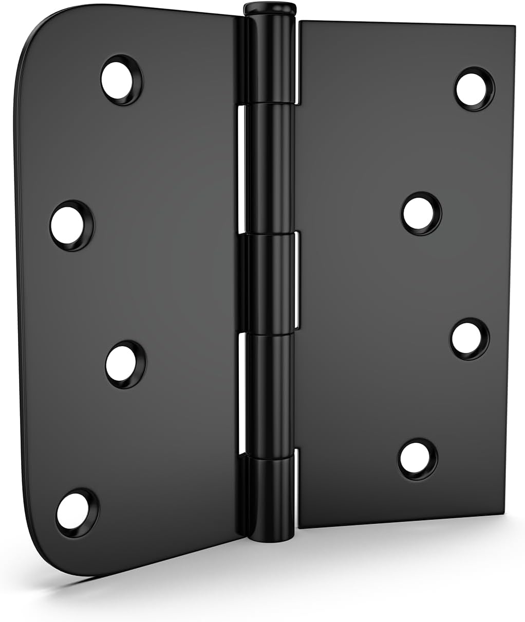Matte Black Door Hinges - 12 Pack 4 x 4 Inch for Interior Use