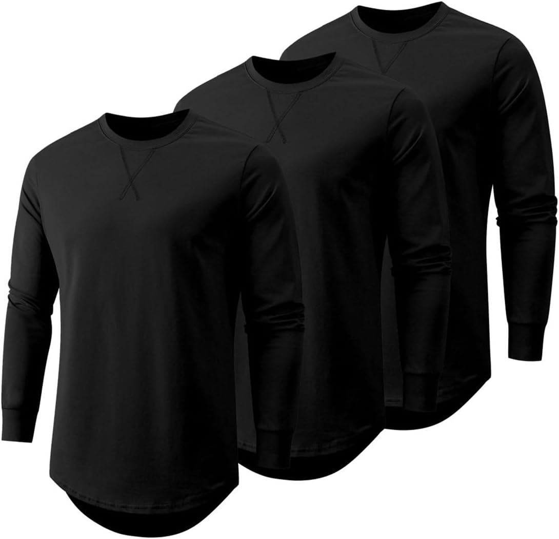 Stylish Longline Crewneck T-Shirt 3 Pack for Men by JMIERR
