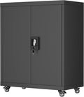 Garage Cabinets with Wheels - Lockable Metal Storage Cabinet
