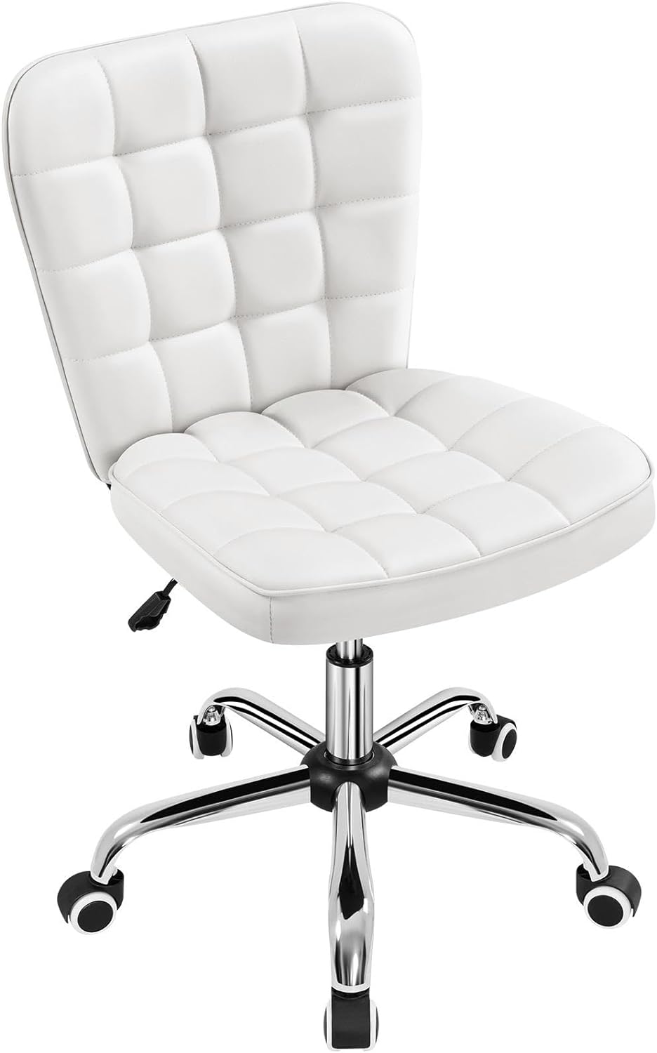 Stylish Armless White Office Chair with Adjustable Height
