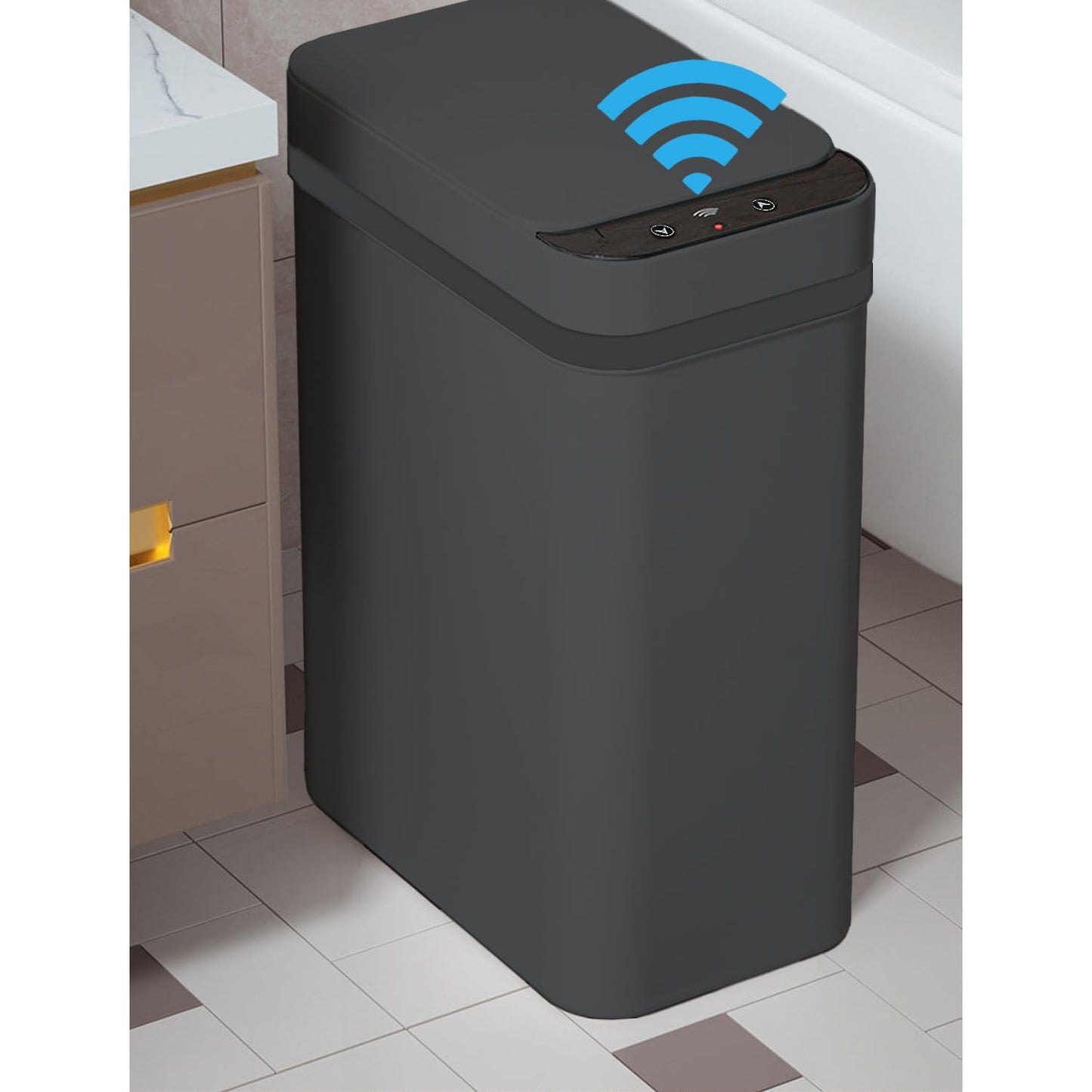 Touchless Bathroom Trash Can - 4 Gallons Slim Design