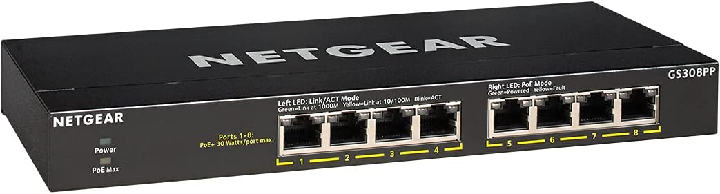 NETGEAR 8-Port PoE+ Gigabit Ethernet Switch for Easy Setup