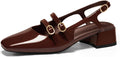 Coutgo Womens Mary Jane Chunky Low Heels Slingback Pumps (Style 127D)