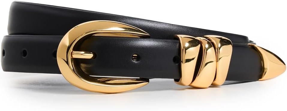 Madewell Women's Chunky Metal Leather Belt with Polished Hardware