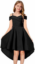 Girls Elegant Princess Cold Shoulder A Line Party Dress - Adjustable