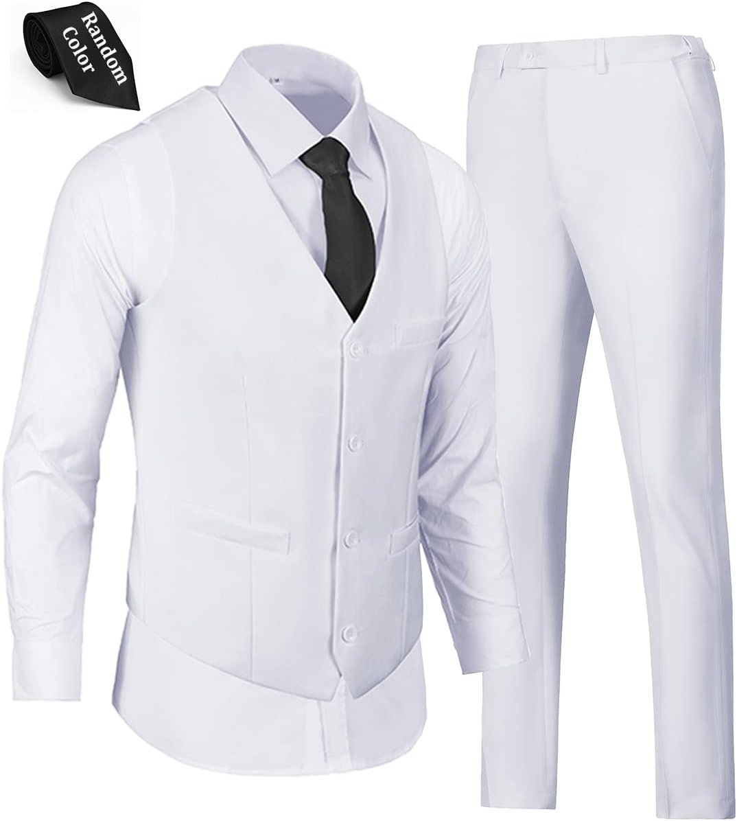WOMS Mens 2 Pieces Suits Vest Pants Set for Formal Events