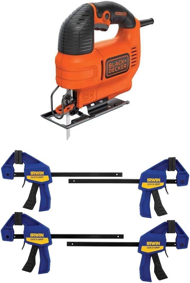 BLACK+DECKER Jig Saw with IRWIN QUICK-GRIP Clamps for Precision Cuts