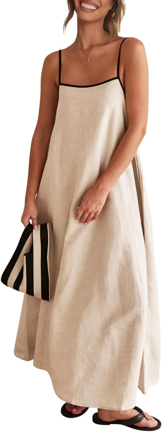 Senllen Women's Linen Dress for Summer Beach and Casual Events
