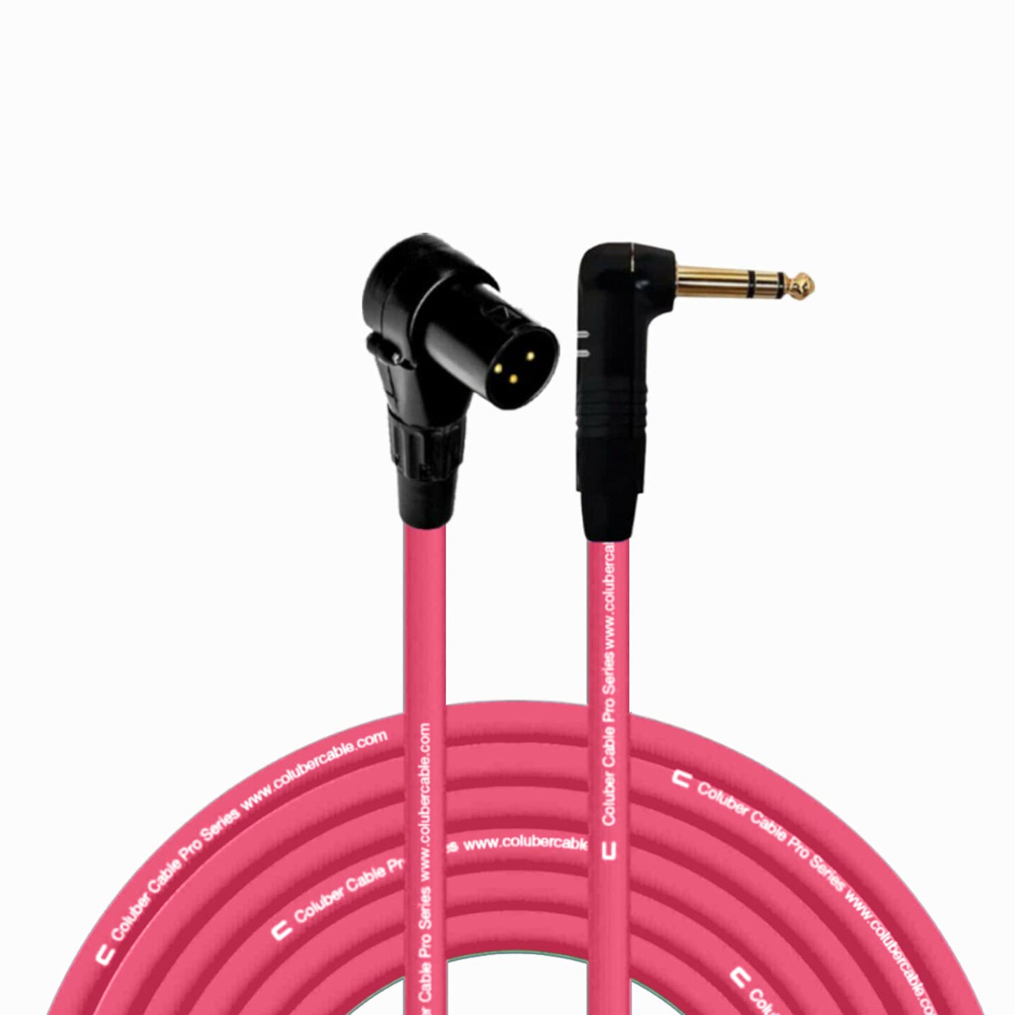 Right Angle XLR Male to Right Angle 1/4in TRS Cable - 75 Feet