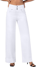High Waisted Stretchy Wide Leg Jeans Cuffed Baggy Jeans - Comfortable