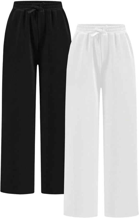 Girl's 2 Pack Sweatpants High Waisted Casual Baggy Joggers