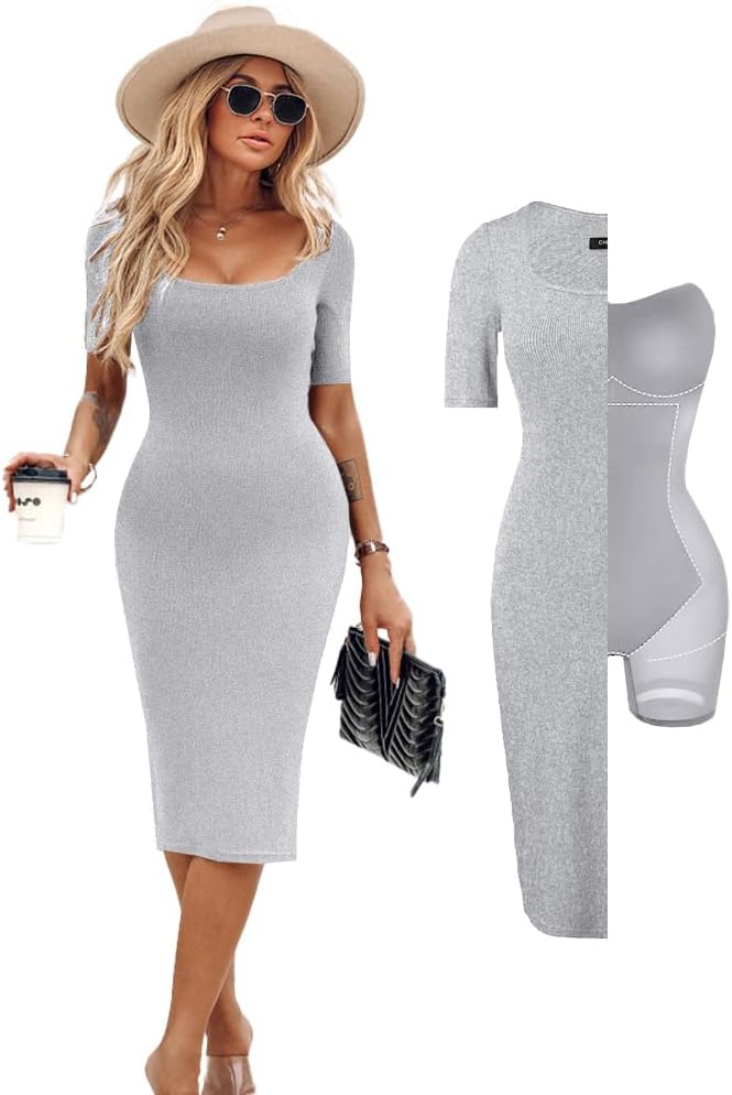 Women Shapewear Dress with Built-in Pads for Elegant Style