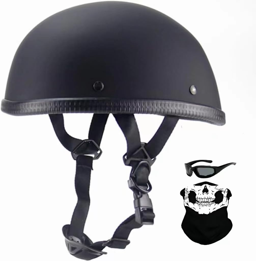 German Motorcycle Helmet for Cruisers, DOT Approved, Matte Black