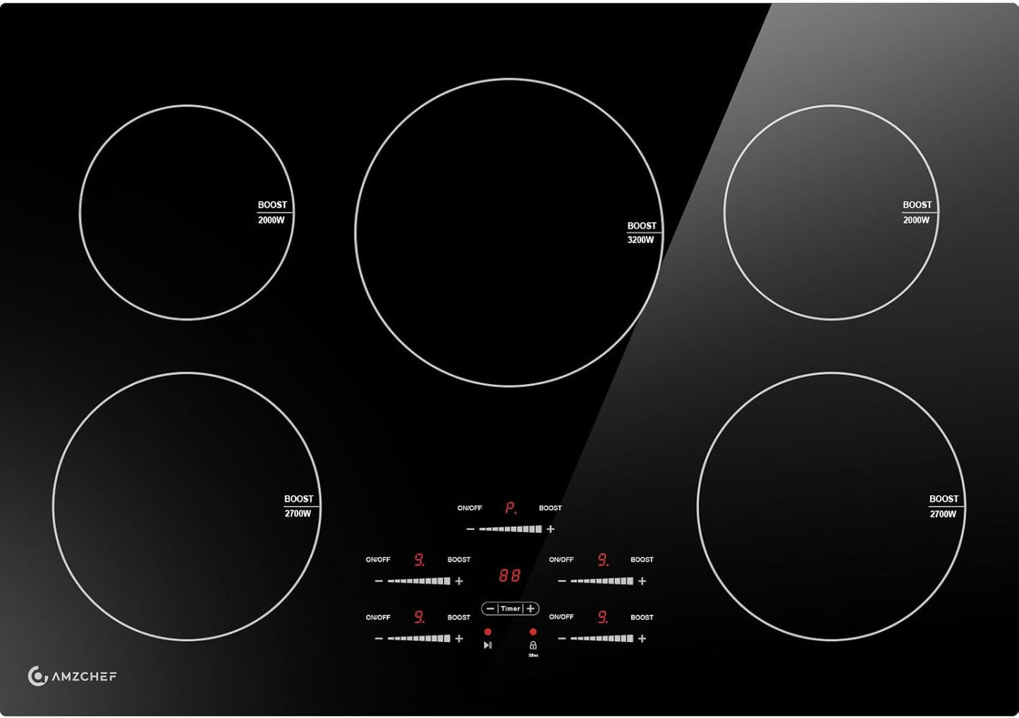 30 Inch Induction Cooktop with 5 Boost Burners for Efficient Cooking